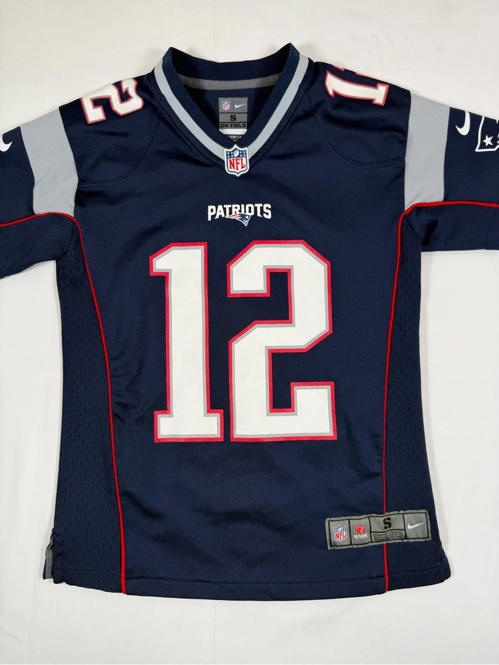 NIKE Boys Tom Brady Patriots On Field Jersey Small 8 NFL Football #12 Collector